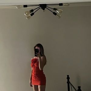 Red flower mini dress - new